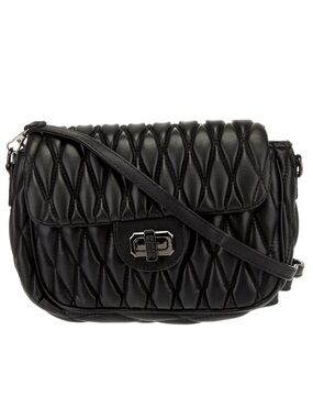 Badgley Mischka Quilted Black Leather Crossbody Bag EUC MSRP: $95.00